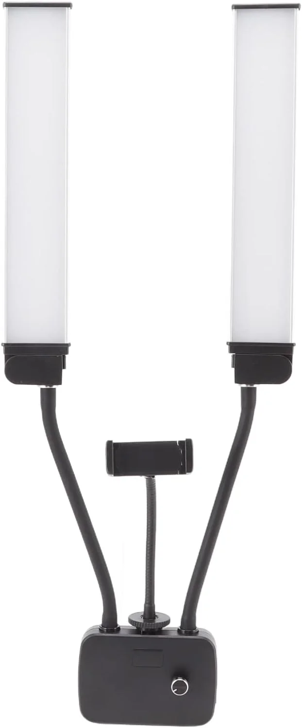 نور پرکننده ویدیو، نور LED قابل تنظیم 3200K تا 5600K با دو بازو، روشنایی قابل تنظیم USB با نگهدارنده تلفن، نورپردازی ویدیو برای پخش زنده (دوشاخه بریتانیایی (100-240 ولت AC)) نور پرکننده ویدیو، نور LED قابل تنظیم 3200K تا 5600K با دو بازو، روشنایی قابل تنظیم USB با نگهدارنده تلفن، نورپردازی ویدیو برای پخش زنده (دوشاخه بریتانیایی (100-240 ولت AC))