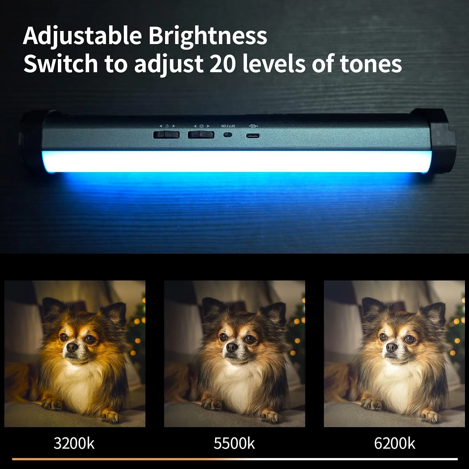 چراغ LED دستی با قابلیت کنترل از طریق اپلیکیشن، عصای نورپردازی RGB با CRI98+ و TLCI 98+، طیف کامل رنگی RGB 0-360، دمای رنگ قابل تنظیم 3200k-6200k (مشکی) چراغ LED دستی با قابلیت کنترل از طریق اپلیکیشن، عصای نورپردازی RGB با CRI98+ و TLCI 98+، طیف کامل رنگی RGB 0-360، دمای رنگ قابل تنظیم 3200k-6200k (مشکی)