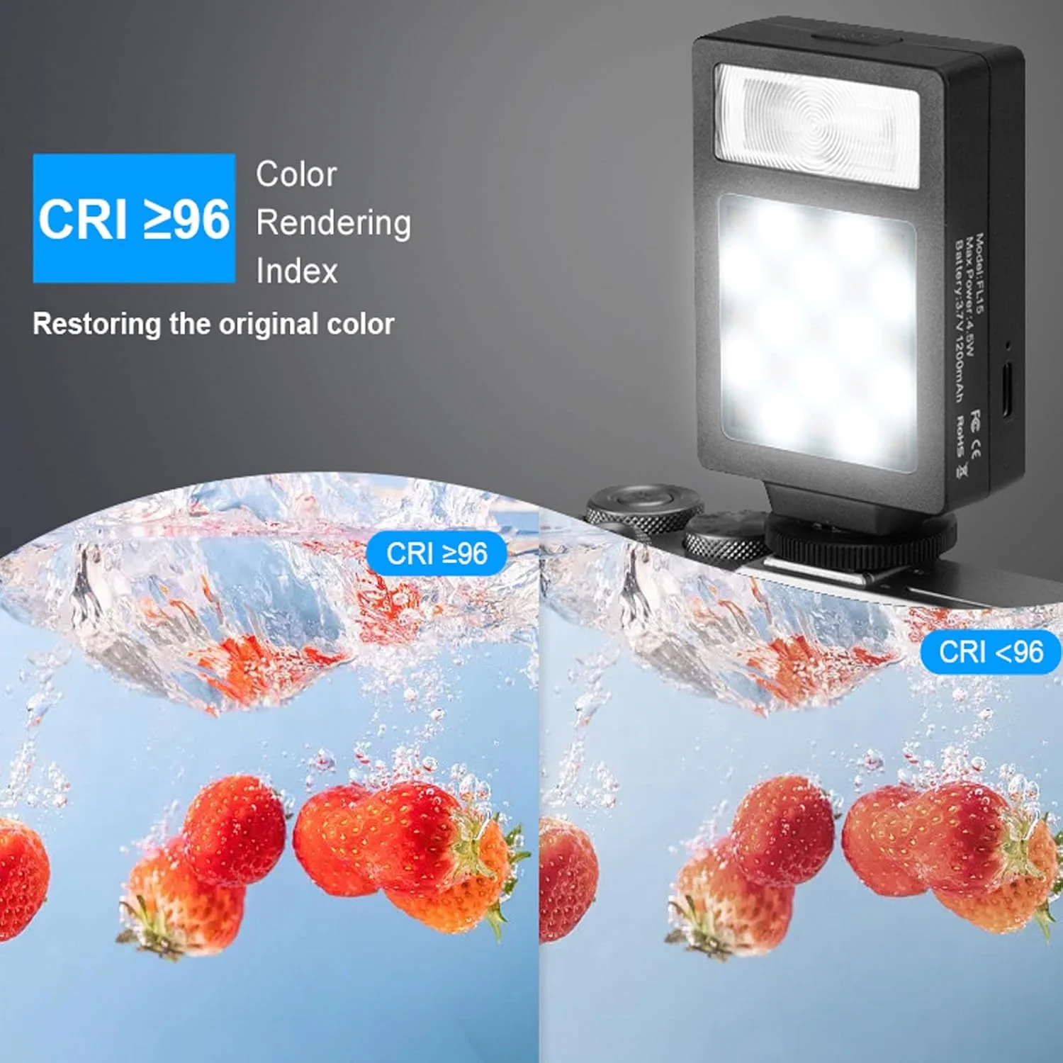 نور ویدئویی LED، نور دوربین قابل حمل CRI95+ 2500-9000K با پایه کفشک گرم برای پخش زنده سلفی، 1200mAh قابل شارژ نور ویدئویی LED، نور دوربین قابل حمل CRI95+ 2500-9000K با پایه کفشک گرم برای پخش زنده سلفی، 1200mAh قابل شارژ