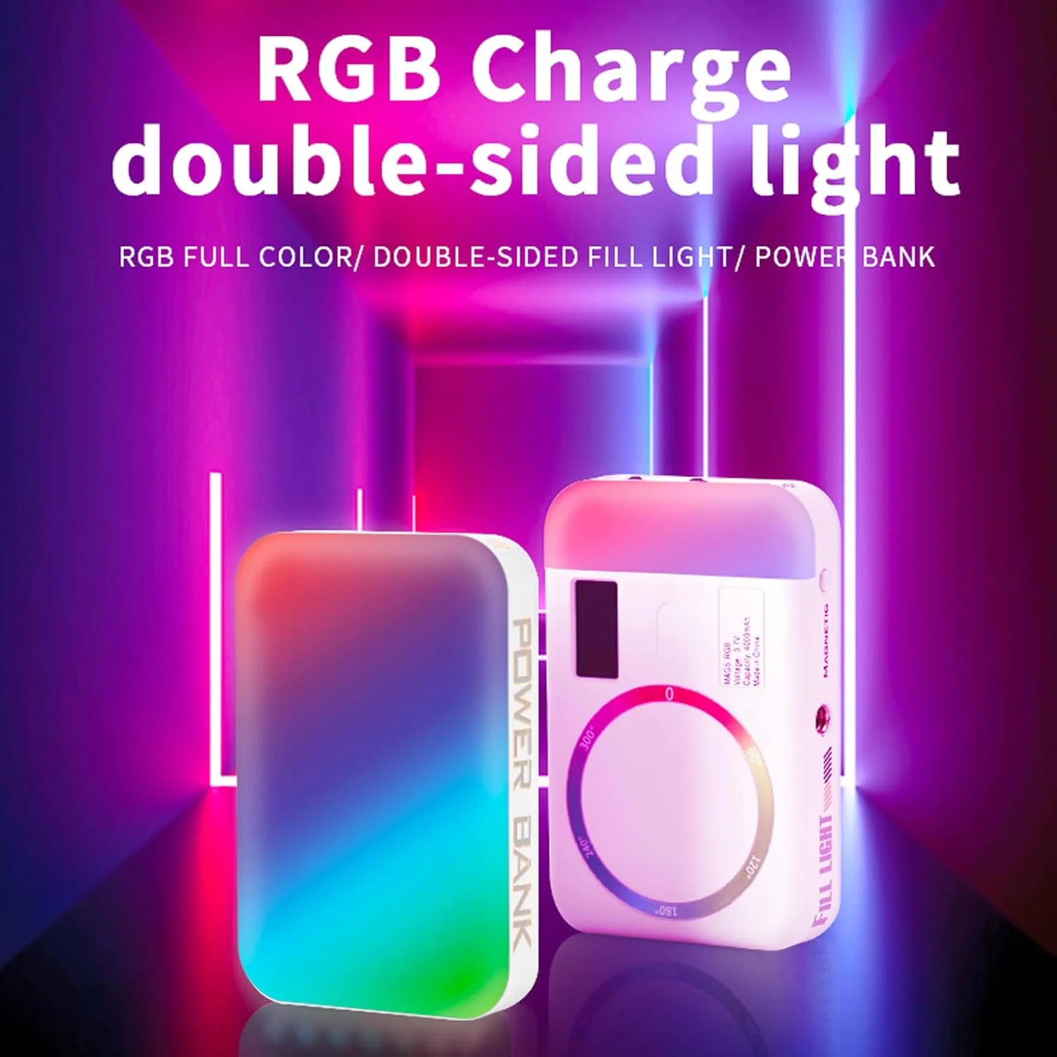 نور ویدئویی مغناطیسی RGB، نور پرکننده LED مغناطیسی دو طرفه، دوربین قابل شارژ، 2500K-9000K با قابلیت تنظیم نور، رنگ کامل RGB 360 درجه، 24 جلوه ویژه، برای پخش زنده، عکاسی