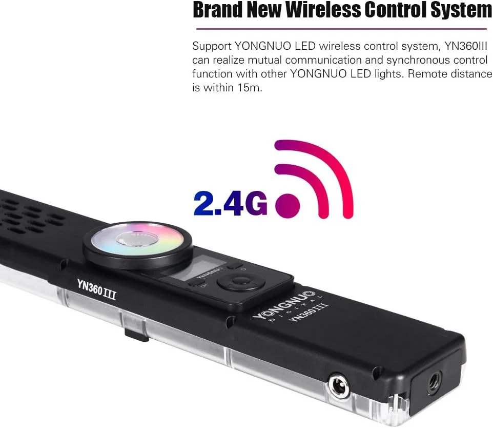 نور ویدئویی LED ارتقا یافته YONGNUO YN360 III YN360III 5600K، نور یخی عکاسی دستی، پد لمسی تمام رنگی RGB قابل تنظیم، پشتیبانی از برنامه، کنترل از راه دور 2.4G، CRI 95+