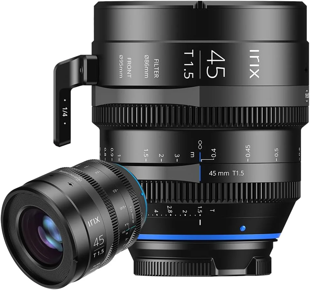 لنز سینمایی Irix Cine 45mm T1.5 برای دوربین های EF Mount | دارای گواهی نظامی برای مقاومت در برابر رطوبت و باران/یخ زدگی | سازگار با فیلترهای مغناطیسی | مقیاس فاصله بر حسب فوت