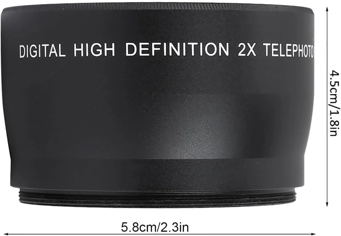 لنز تله فوتو HD ویویتار 58 میلی‌متری، لنز تله فوتو 58 میلی‌متری کانن، آلیاژ آلومینیوم، شیشه اپتیکال، بزرگنمایی 2 برابر، تله کانورتور یونیورسال، لنز تله فوتو برای لوازم جانبی دوربین