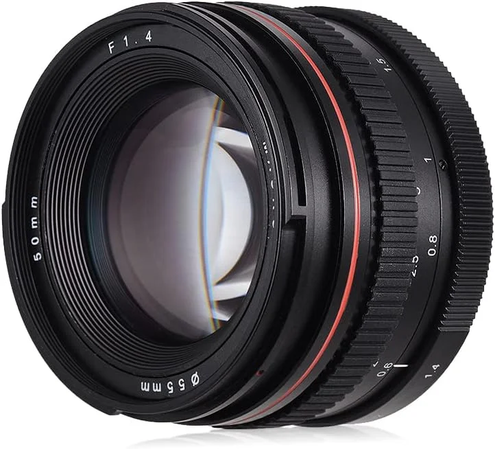 لنز دوربین OUNA 50mm f/1.4 USM با دیافراگم بزرگ، لنز استاندارد با فوکوس انسان‌نما و پراکندگی کم، جایگزین برای Canon 100D 200D 350D 450D 500D 600D 650D 700D 70D 60D 5D 5D2 5D3 5D4 6D 1DX 50D 1200D