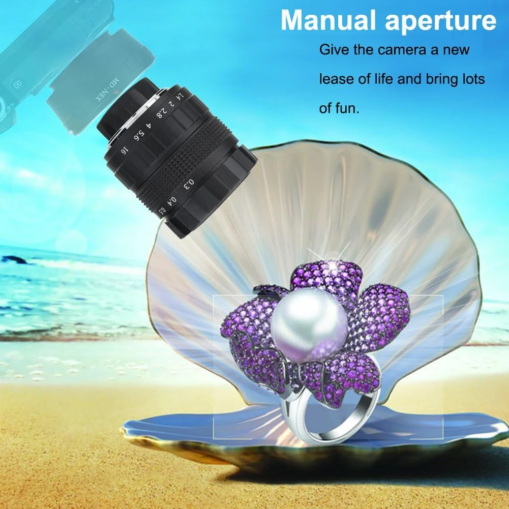 لنز دوربین مداربسته با مانت C، لنز 50 میلی‌متری f/1.4 با فاصله کانونی ثابت دستی، لوازم جانبی دوربین عکاسی ماکرو، مانت C برای کانن، سونی، فوجی‌فیلم پیش‌فرض