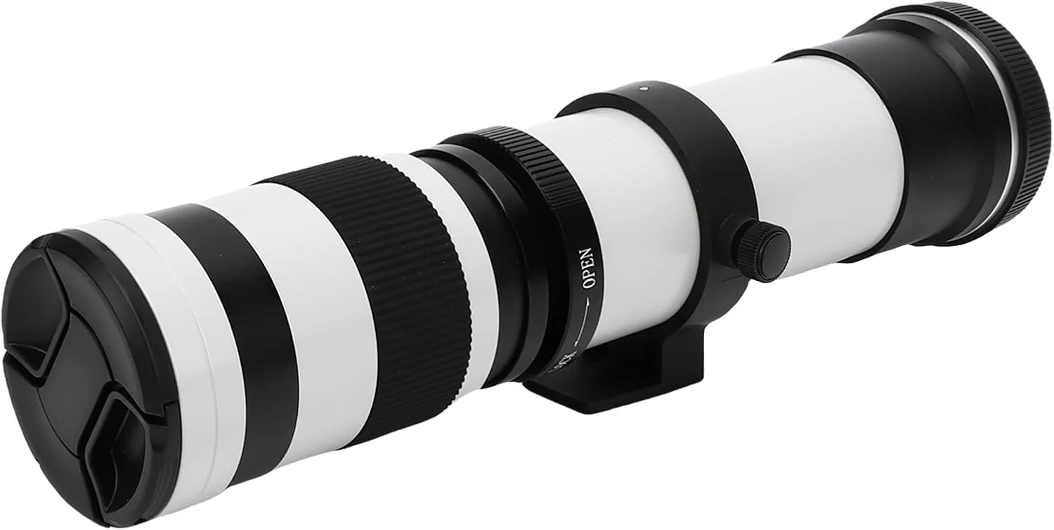 لنز تله فوتو 420-800 میلی‌متری F8.3-16 با مانت RF برای دوربین‌های بدون آینه، ساختار شیشه نوری تمام فلزی، پوشش چند لایه MC، رزوه فیلتر 62 میلی‌متری (سفید)