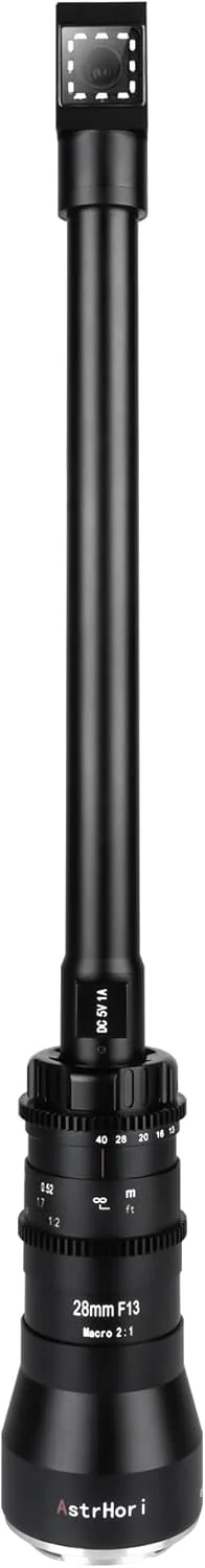 لنز پریسکوپیک 28mm F13 فول فریم 2X ماکرو AstrHori با نور حلقوی داخلی برای دوربین های SLR سری Canon EF Mount مدل های EOS-1100D, EOS-1000D, EOS-450D, EOS-500D, EOS-550D, EOS-600D, EOS-700D, EOS-750D و غیره