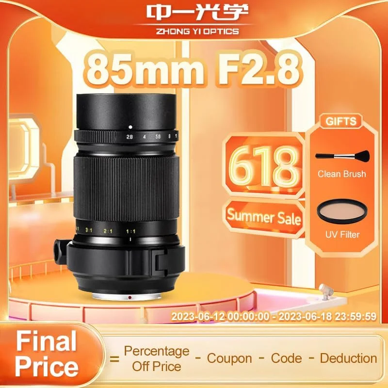 AECAM - CAMAECAM - لنز سوپر ماکرو 85mm F2.8 فول فریم با دیافراگم باز Zhongyi Mitakon برای دوربین های SLR DSLR M43 SONY E/A FujiX NikonF Canons EF M PentaxsK (Canons EF)