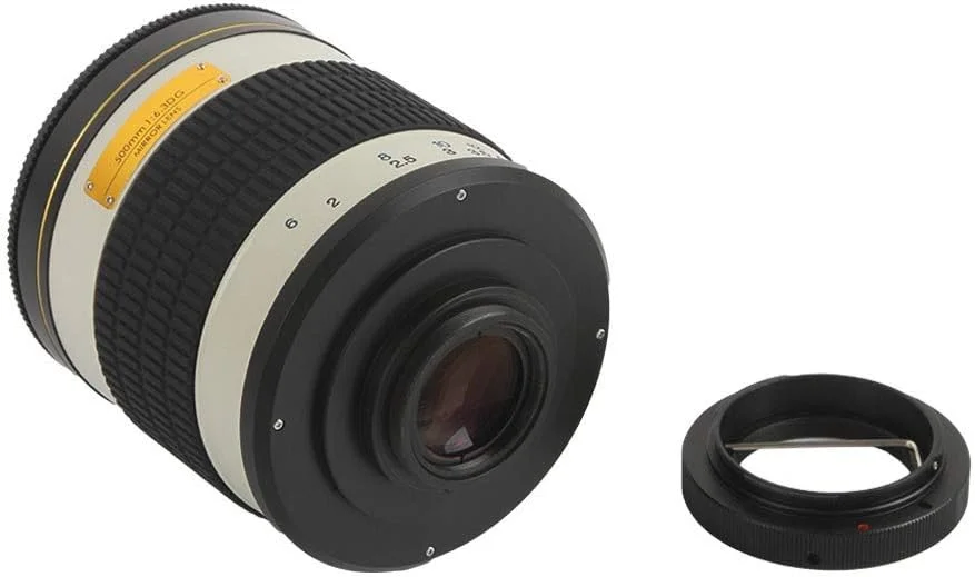 لنز تله فوتو آینه ای دستی 500 میلی متری F/6.3 دوربین + حلقه آداپتور T2 برای کانن، نیکون، پنتاکس، المپوس، سونی، A6300، A7RII، GH5 DSLR (Canon EF-M)