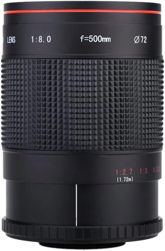 AECAM - CAMAECAM - لنز تله فوتو آینه ای دستی 500 میلی متری F8 Lightdow با حلقه آداپتور T2 T Mount برای دوربین های کانن، نیکون، سونی، پنتاکس، فوجی فیلم، المپوس (Canon EF)
