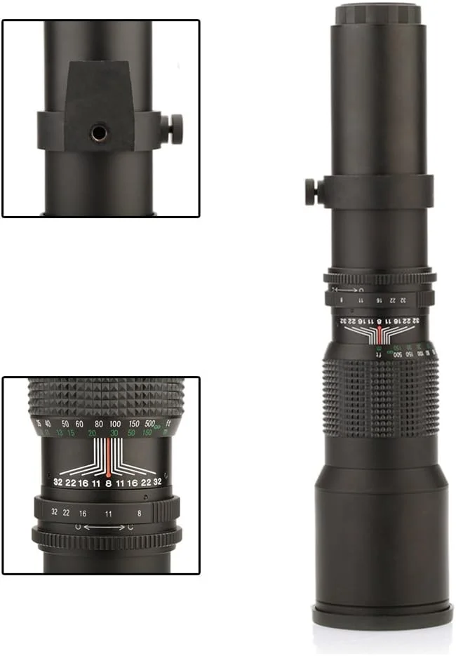 لنز تله فوتو 500mm/1000mm F8 دستی Lightdow با مبدل 2X و فیلترهای 67mm مناسب دوربین های کانن، نیکون، سونی، پنتاکس و المپوس (کانن RF سفید)