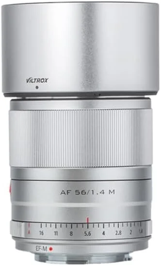 لنز 56mm F1.4 دهانه باز با فوکوس خودکار مناسب پرتره برای دوربین‌های بدون آینه سری EOS M کانن (نقره‌ای EF-M کانن)