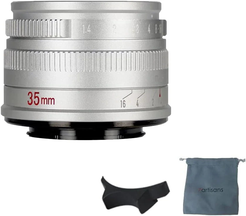 لنز پرایم 35mm F1.4 Mark II APS-C با فوکوس دستی 7artisans، دیافراگم باز، سازگار با دوربین‌های Olympus و Panasonic با مانت M4/3