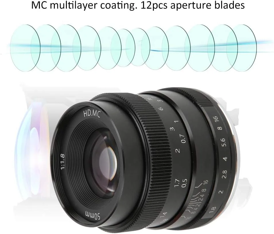 لنز پرتره 50 میلی‌متری F1.8 با فاصله کانونی ثابت - لنز دوربین بدون آینه نیم فریم، مانت EF-M&EOSM، برای دوربین‌های بدون آینه Canon M2 M3 M5 M6 M10 M100 M50