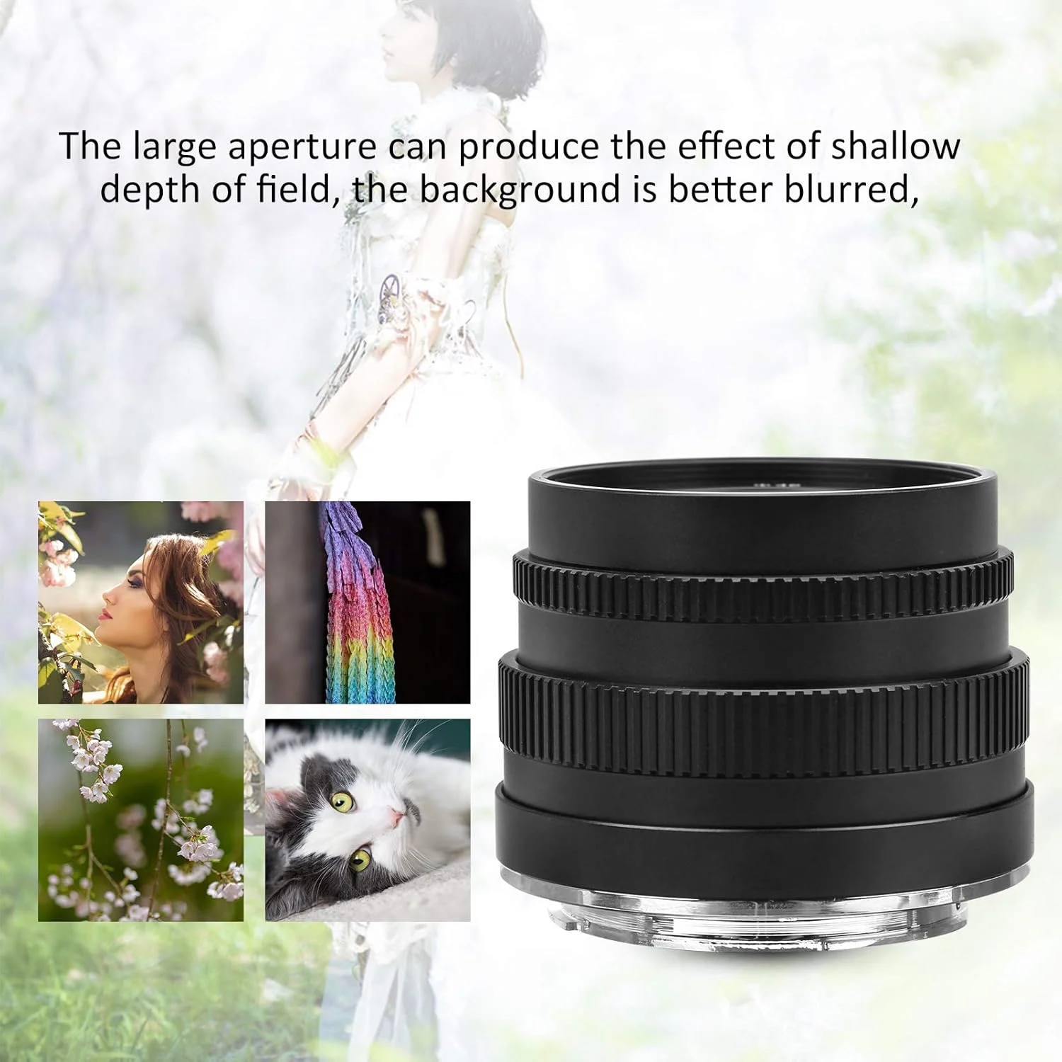 لنز دستی 35 میلی‌متری F1.2 با دیافراگم بزرگ برای پرتره - آلیاژ آلومینیوم و شیشه اپتیکال - برای Canon M3/M5/M6/M6 II/M10/M100/M50 (مشکی)