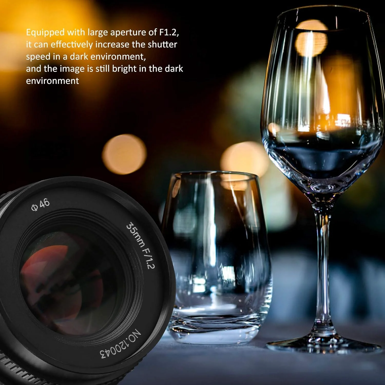 لنز دستی 35 میلی‌متری F1.2 با دیافراگم بزرگ برای پرتره - آلیاژ آلومینیوم و شیشه اپتیکال - برای Canon M3/M5/M6/M6 II/M10/M100/M50 (مشکی)