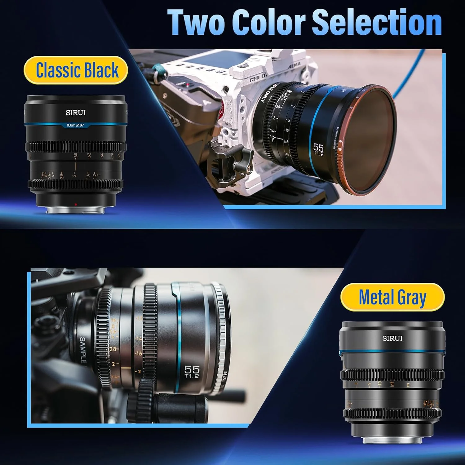 مجموعه لنزهای سینمایی فوکوس دستی SIRUI Night Walker S35، 24 میلیمتر، 35 میلیمتر، 55 میلیمتر، لنز با دیافراگم بزرگ T1.2 با مانت RF برای RED Komodo، R7، R10، C70، R50 (MS-3SRB، مشکی) مجموعه لنزهای سینمایی فوکوس دستی SIRUI Night Walker S35، 24 میلیمتر، 35 میلیمتر، 55 میلیمتر، لنز با دیافراگم بزرگ T1.2 با مانت RF برای RED Komodo، R7، R10، C70، R50 (MS-3SRB، مشکی)