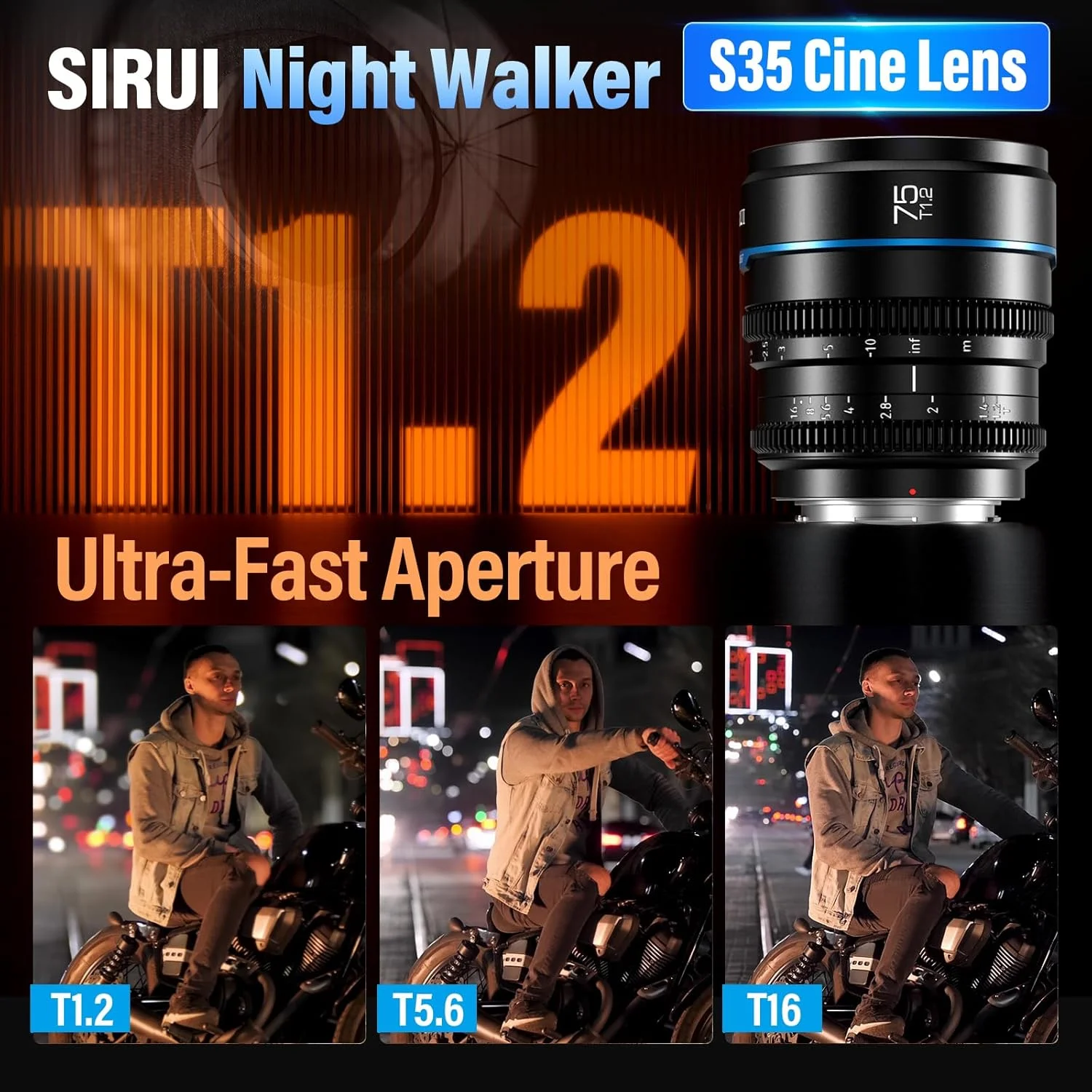 لنز سینمایی 75 میلیمتری SIRUI Night Walker با فوکوس دستی، دیافراگم باز T1.2 با فریم S35 برای دوربینهای با مانت RF، برای RED Komodo, R7, R10, C70, R50 (MS75R-B, مانت RF, مشکی) لنز سینمایی 75 میلیمتری SIRUI Night Walker با فوکوس دستی، دیافراگم باز T1.2 با فریم S35 برای دوربینهای با مانت RF، برای RED Komodo, R7, R10, C70, R50 (MS75R-B, مانت RF, مشکی)