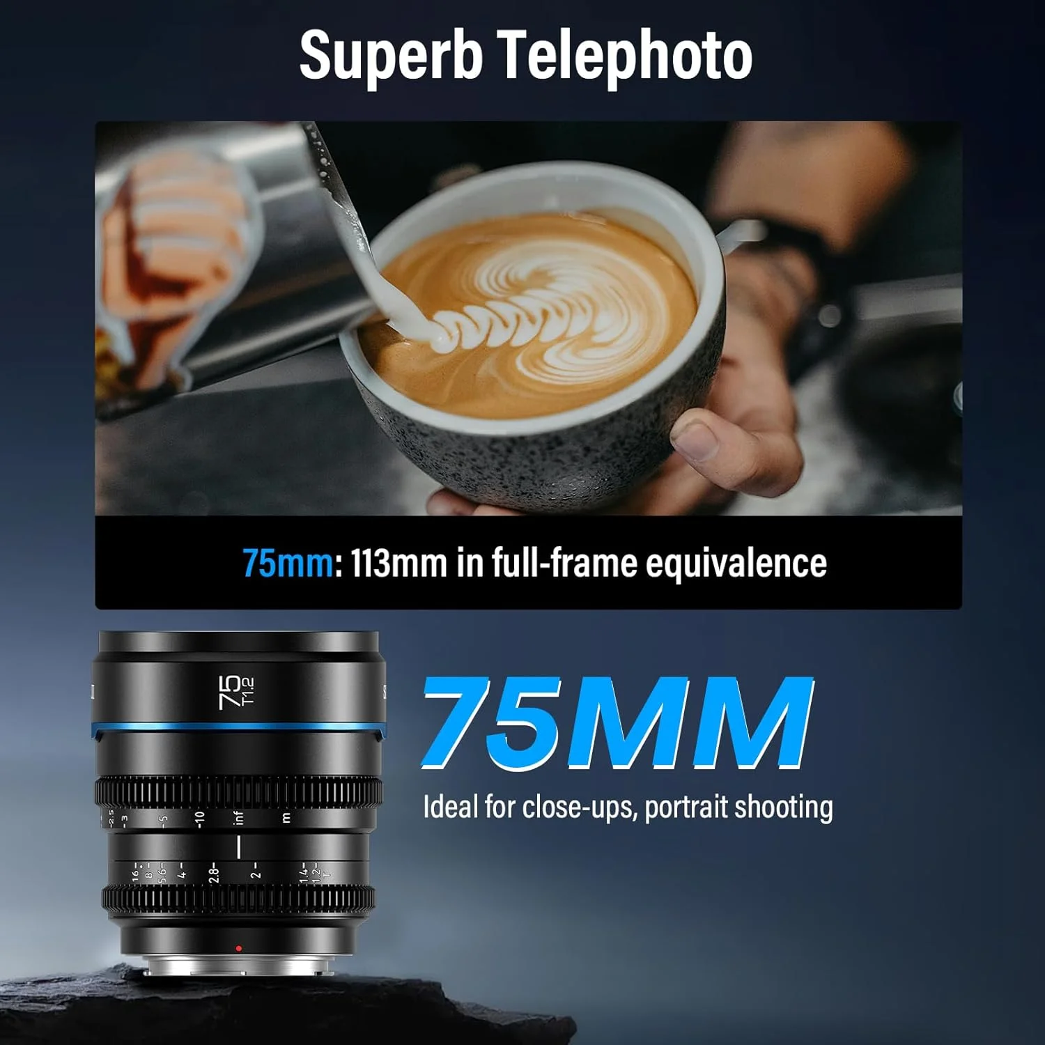 لنز سینمایی 75 میلیمتری SIRUI Night Walker با فوکوس دستی، دیافراگم باز T1.2 با فریم S35 برای دوربینهای با مانت RF، برای RED Komodo, R7, R10, C70, R50 (MS75R-B, مانت RF, مشکی) لنز سینمایی 75 میلیمتری SIRUI Night Walker با فوکوس دستی، دیافراگم باز T1.2 با فریم S35 برای دوربینهای با مانت RF، برای RED Komodo, R7, R10, C70, R50 (MS75R-B, مانت RF, مشکی)