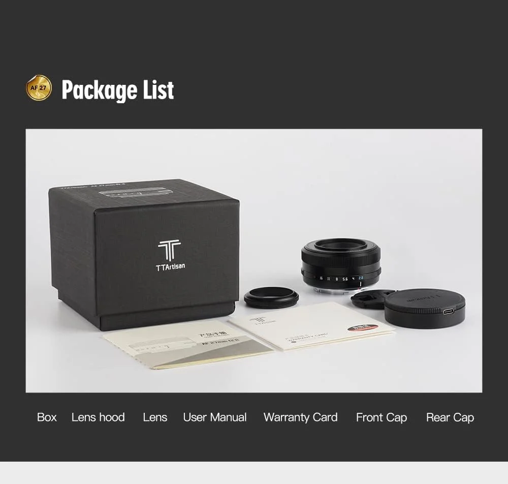 لنز TTArtisan 27mm F2.8 با بدنه فلزی و فوکوس خودکار سازگار با مانت FujiFilm FX - نقره ای