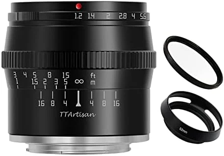 لنز 50mm F1.2 APS-C با فوکوس دستی و دیافراگم باز TTArtisan برای دوربین های فوجی فیلم سری X با مانت XF - مشکی مناسب مدل های X-A10 X-A3 X-A5 X-H1 X-T1 X-T10 X-T2 X-T20 X-T100 X-PRO2 X-PRO3 X-E1 X-E2 X-E2S