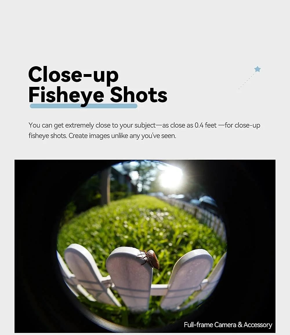 لنز چشمماهی 7.5mm F2 APS-C تیتیآرتیسان، زاویه دید فوقالعاده باز 180 درجه، لنز با دهانه باز بزرگ با فوکوس دستی برای دوربینهای بدون آینه با مانت Canon EOS R مدلهای R6 R6II R8 R10 RP R50 لنز چشمماهی 7.5mm F2 APS-C تیتیآرتیسان، زاویه دید فوقالعاده باز 180 درجه، لنز با دهانه باز بزرگ با فوکوس دستی برای دوربینهای بدون آینه با مانت Canon EOS R مدلهای R6 R6II R8 R10 RP R50