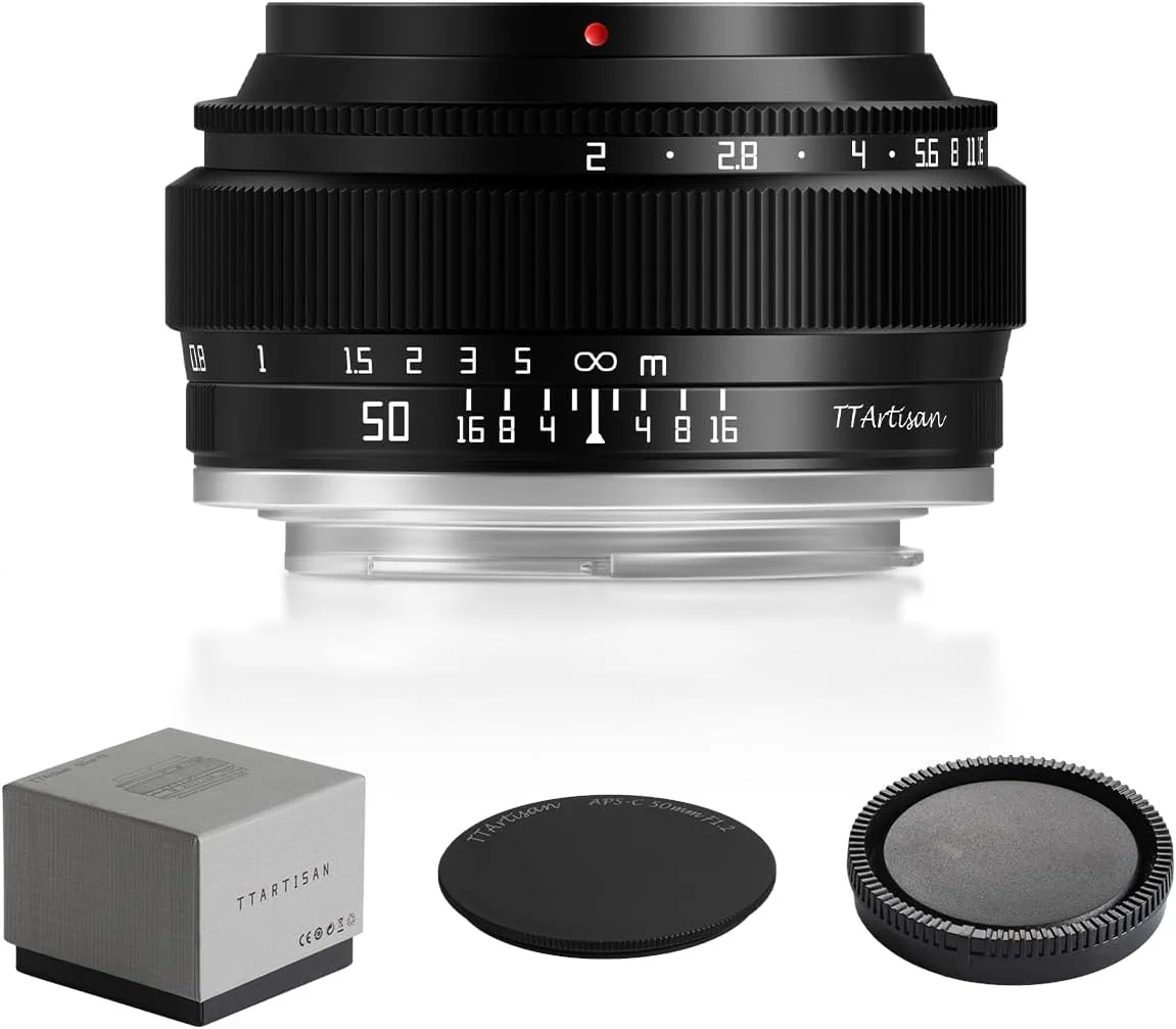 لنز دوربین 50mm f2 فول فریم با فوکوس دستی TTArtisan برای مانت E مناسب برای مدل های A7 A7II A7III A7R A7RII A7RIII(A7RM3) A7RIV(A7RM4) A7RV A7S A7SII(A7SM2) A7SIII(A7SM3) A7C A9 A1 A5100 A6000 A6100 A6300 A6700