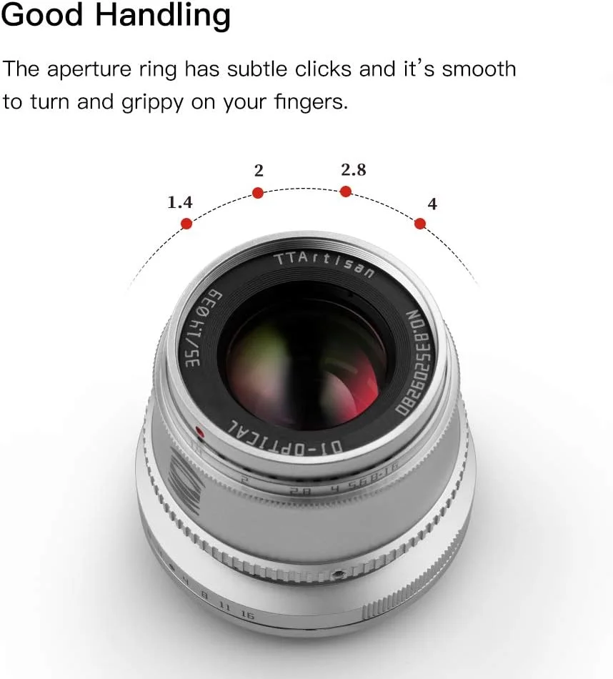 لنز 35mm f1.4 APS-C با بدنه فلزی TTArtisan سازگار با مانت Fuji FX - مشکی لنز 35mm f1.4 APS-C با بدنه فلزی TTArtisan سازگار با مانت Fuji FX - مشکی