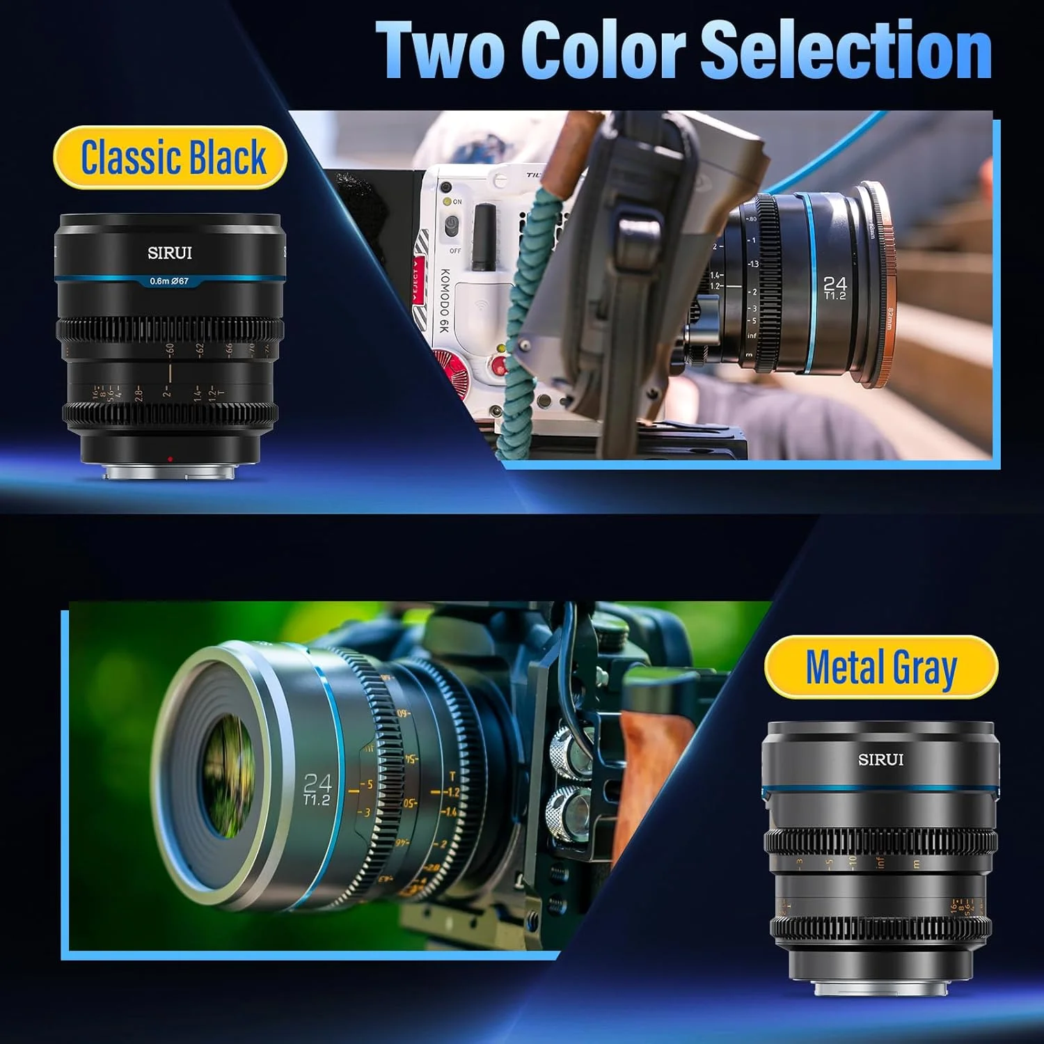 لنز سینمایی 24 میلیمتری SIRUI Night Walker با دیافراگم بزرگ T1.2 و فوکوس دستی (MS24X-G، مانت X، خاکستری متالیک) لنز سینمایی 24 میلیمتری SIRUI Night Walker با دیافراگم بزرگ T1.2 و فوکوس دستی (MS24X-G، مانت X، خاکستری متالیک)