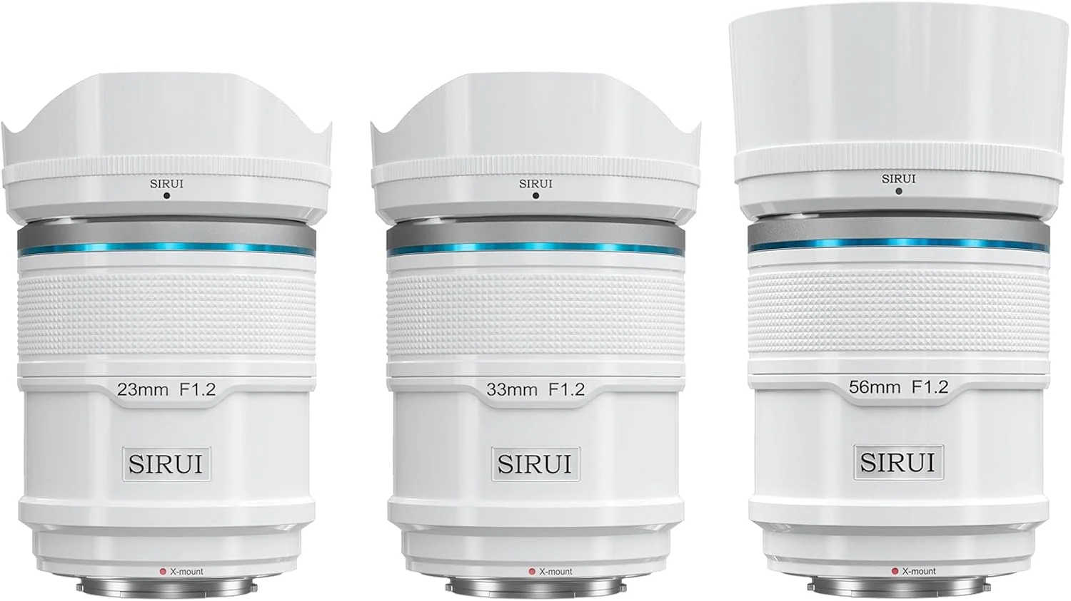 کیت لنز فوکوس خودکار SIRUI Sniper F1.2 شامل لنزهای 23mm، 33mm و 56mm با زاویه دید گسترده برای دوربین APS-C (AS-3S-XW, مانت X, سفید)