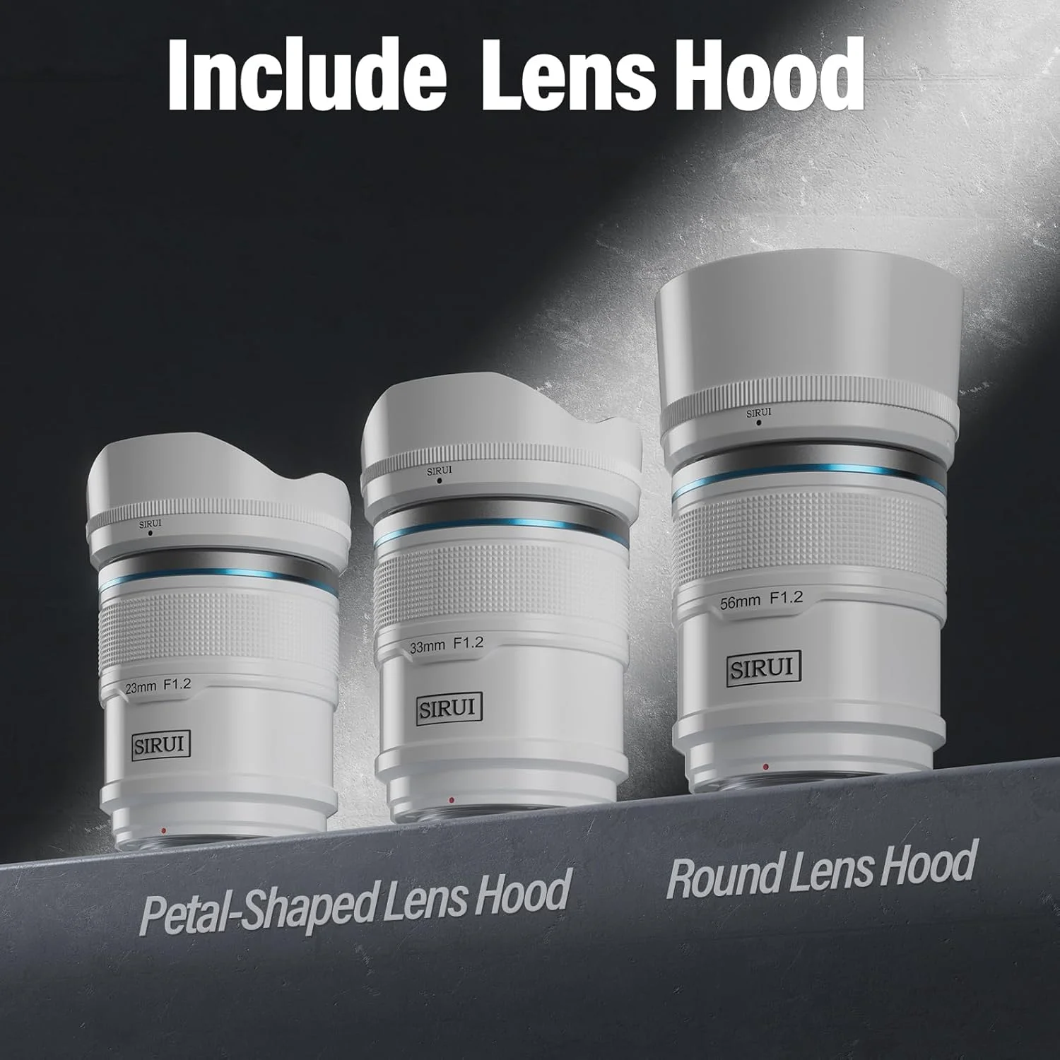 کیت لنز فوکوس خودکار SIRUI Sniper F1.2 شامل لنزهای 23mm، 33mm و 56mm با زاویه دید گسترده برای دوربین APS-C (AS-3S-XW, مانت X, سفید)