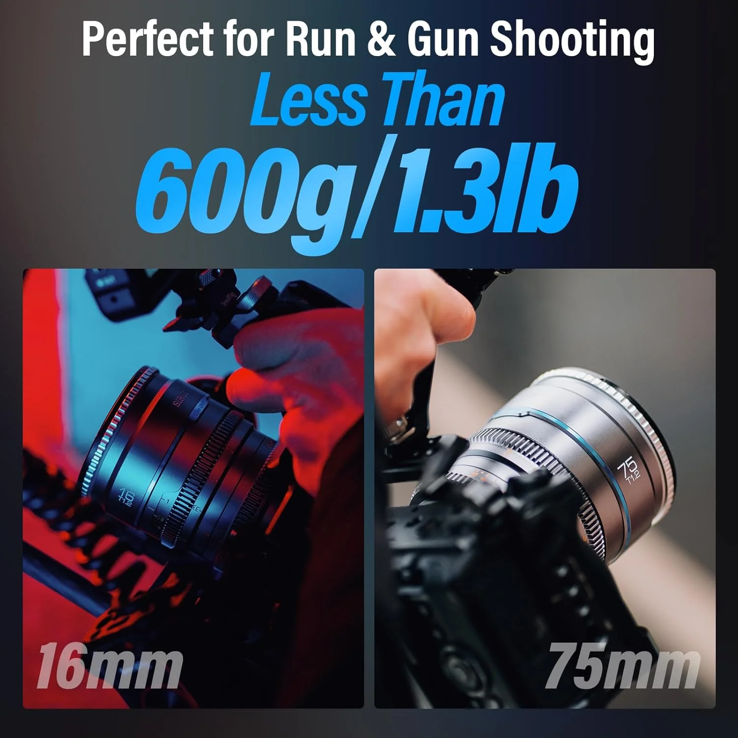 مجموعه لنز سینمایی SIRUI Night Walker T1.2 S35، 16mm، 75mm، لنزهای با دیافراگم باز با فوکوس دستی (MS-2SEG، مانت E، خاکستری متالیک) مجموعه لنز سینمایی SIRUI Night Walker T1.2 S35، 16mm، 75mm، لنزهای با دیافراگم باز با فوکوس دستی (MS-2SEG، مانت E، خاکستری متالیک)