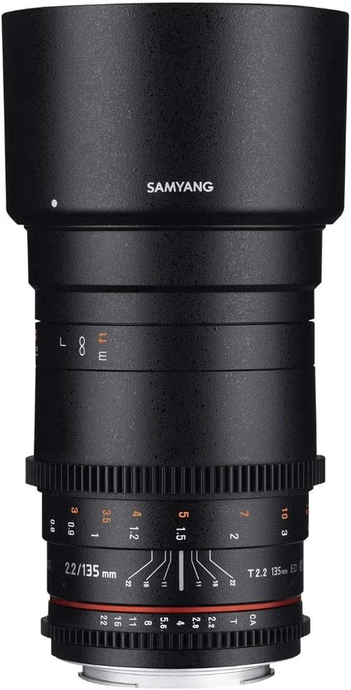 لنز ویدئویی 135 میلی‌متری Samyang با دیافراگم T2.2 و فوکوس دستی VDSLR برای Sony-E