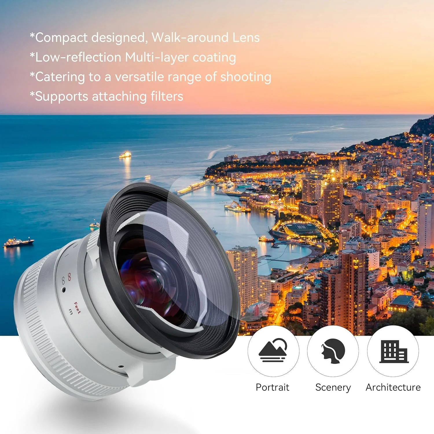 لنز 12mm F2 II پرگیر برای فوجی X، لنز زاویه باز APS-C با فوکوس دستی، طراحی دیافراگم کلیکی، سازگار با دوربین های فوجی X مانت X-T30II X-T100 X-A7 X-A10 X-E3 X-E4 X-Pro3 X-H2S X-M1 X-S10 (نقره ای)