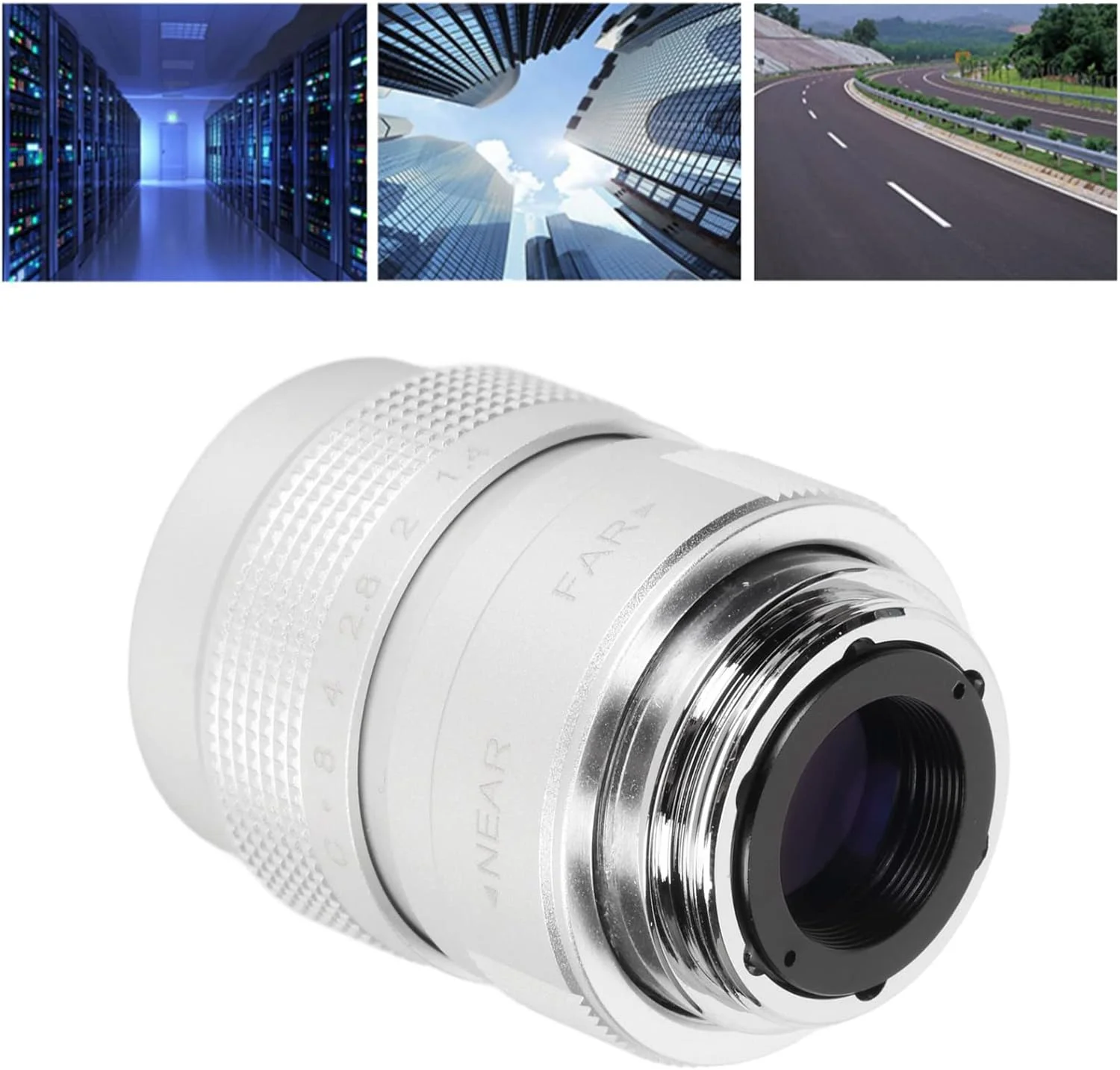 لنز 25 میلی متری F1.4 با دیافراگم بزرگ و فوکوس دستی Pomya، لنز دوربین مداربسته، لنز پرایم MFT برای M43، مناسب برای فروشگاه، پارکینگ، خانه، انبار (نقره ای)