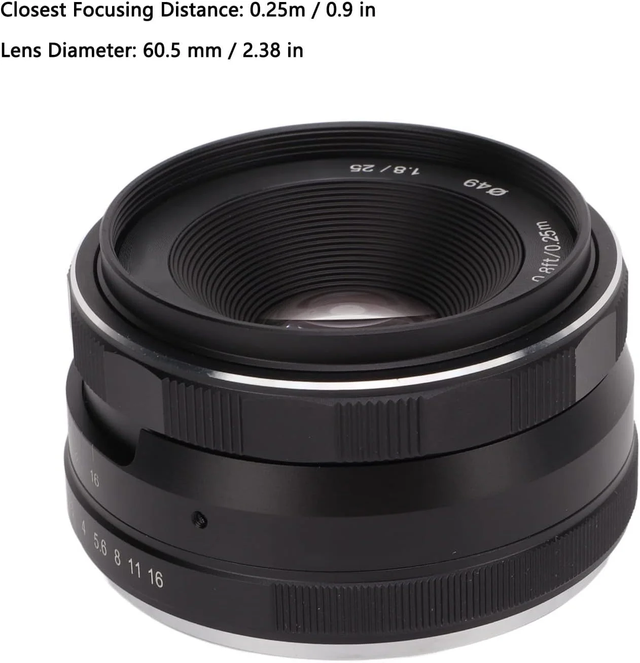 لنز 25mm F1.8 APS-C با دهانه X و پوشش چند لایه، فوکوس دستی برای فوجی X-Pro2 X-E3 X-T1 X-T2 X-T3 X-T4 X-T10 X-T20، لنز شیشه ای اپتیکال کوچک 25mm F1.8 برای پرتره، منظره، گردشگری، گل ها