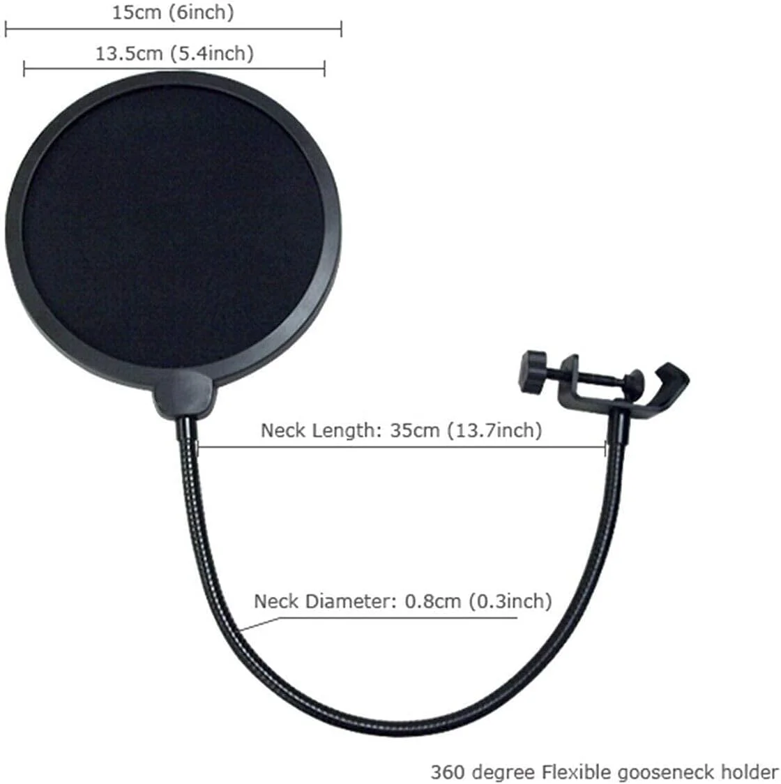 فیلتر پاپ میکروفون استودیویی دو لایه مشکی