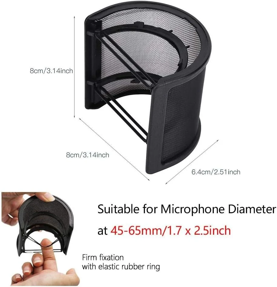 پاپ فیلتر میکروفون، روکش توری فلزی میکروفون دستی، محافظ بادگیر میکروفون، شیلد استودیویی