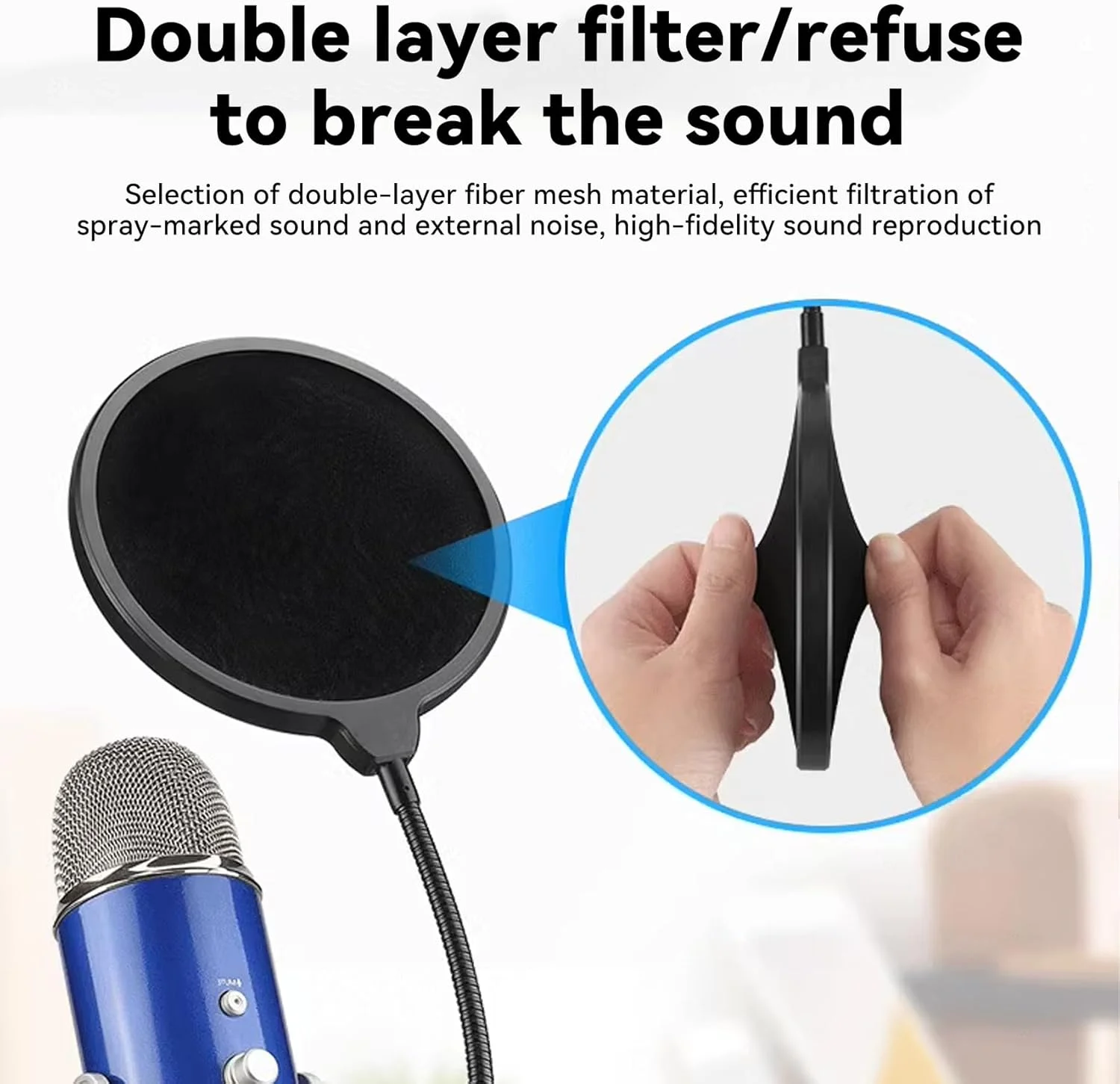 فیلتر پاپ میکروفون GIONAR، گردنی انعطاف پذیر 360 درجه، سازگار با میکروفون های استودیویی فیلتر پاپ میکروفون GIONAR، گردنی انعطاف پذیر 360 درجه، سازگار با میکروفون های استودیویی