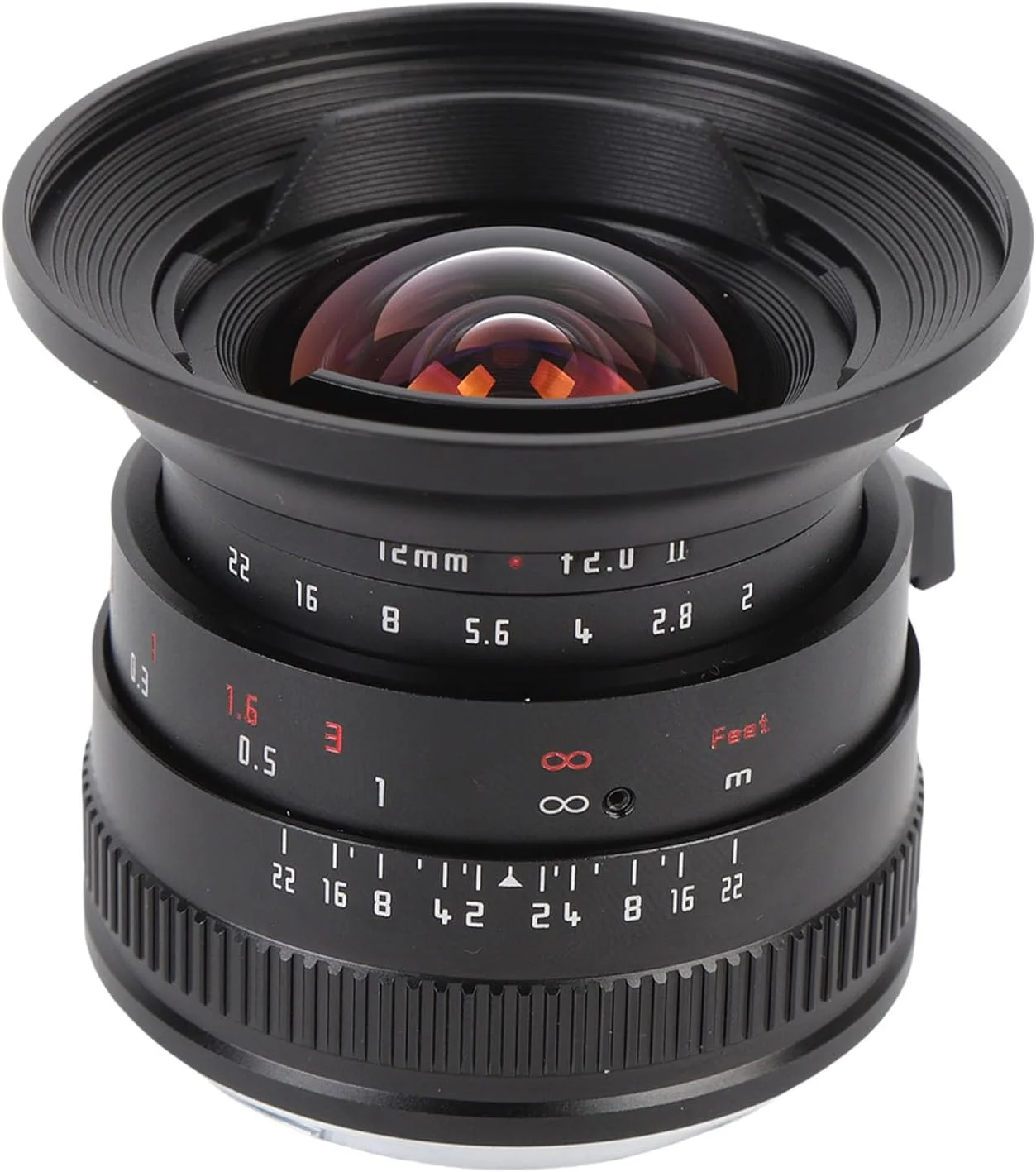 لنز 12mm F2.0 واید انگل دستی APS-C با دهانه NEX E، طراحی دیافراگم Clicked، مناسب برای A6400 A6500 A6600 ZVE-10 ZV-E1 A7II A73 (مشکی)