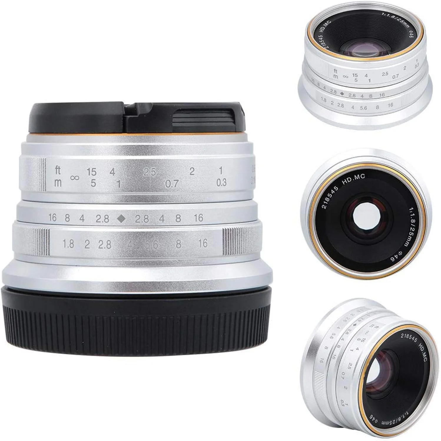 لنز فوکوس دستی، لنز ظریف کوچک با حس خوشایند در دست برای مانت M4/3 (نقره ای، مانت Sony E)