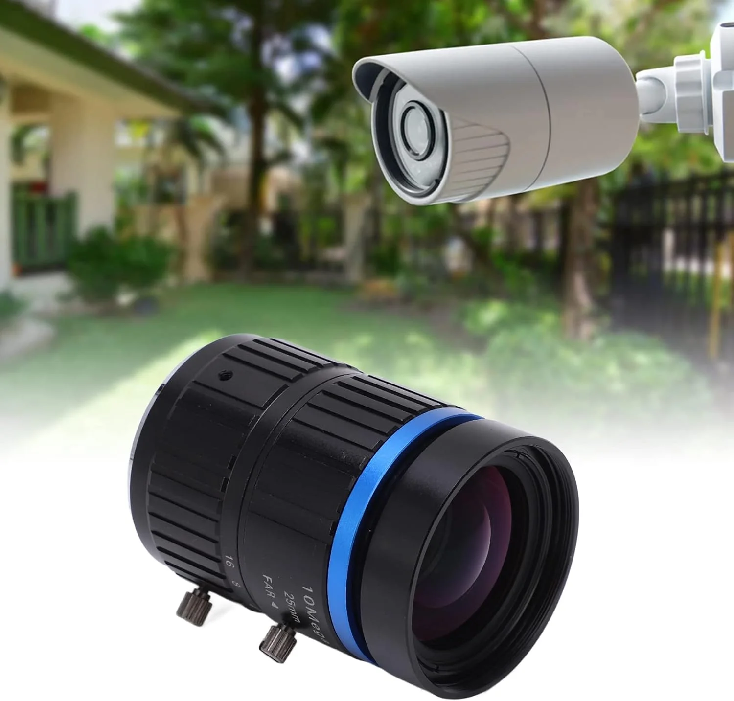 لنز آلیاژ آلومینیوم 10 مگاپیکسلی C با مانت دوربین مداربسته، فاصله کانونی 25 میلی‌متری و دیافراگم دستی برای لنز جایگزین دوربین نظارتی