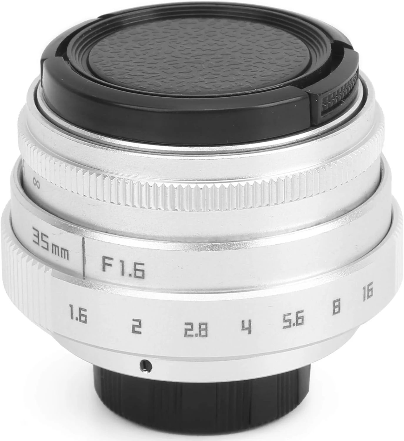 لنز دیافراگم باز Goshyda، ۳۵ میلی‌متری با مانت C، آلیاژ آلومینیوم و شیشه اپتیکال، MC چندلایه، لنز دوربین پرتره با فوکوس ثابت دستی (نقره‌ای)