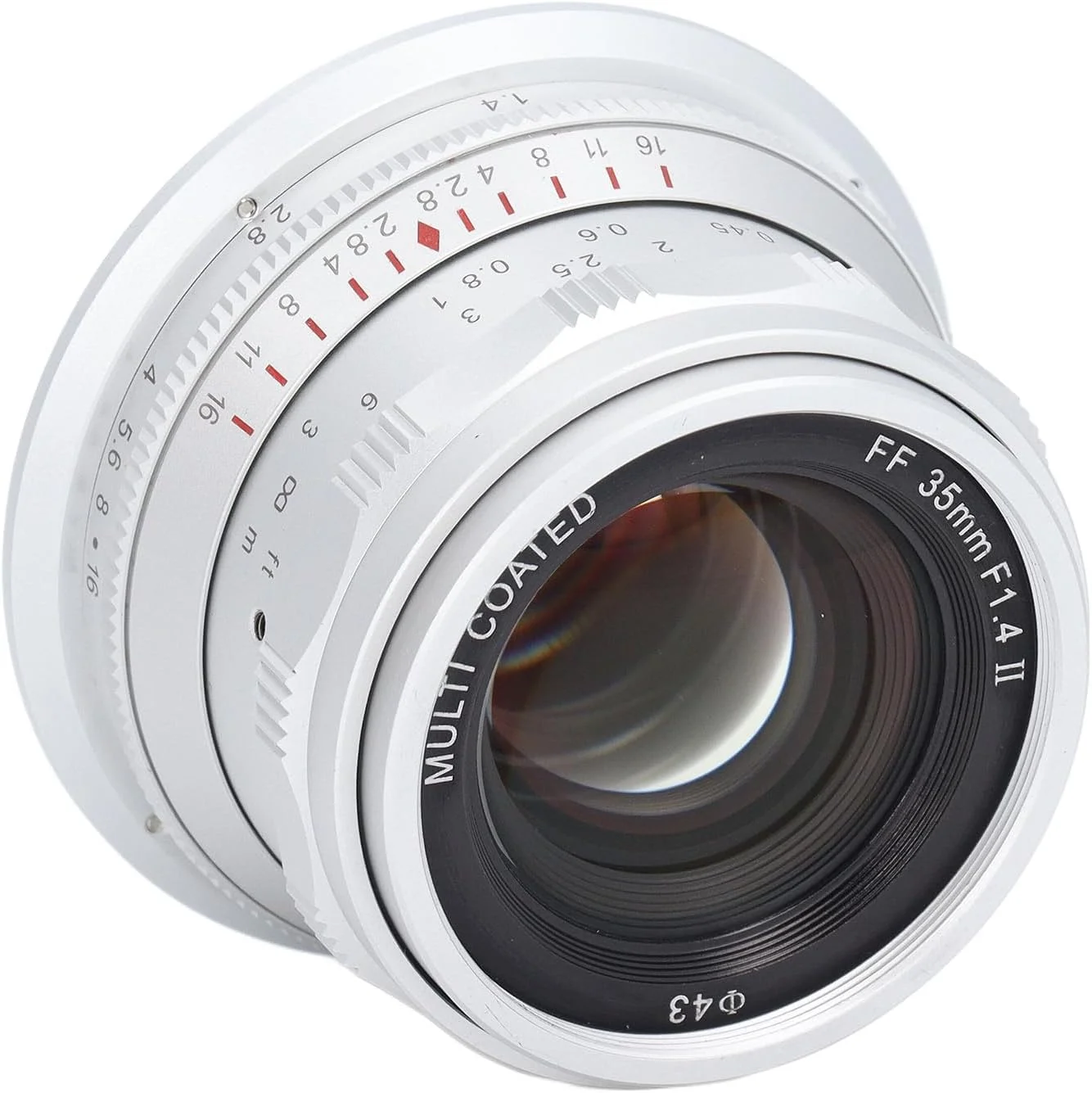 لنز 35 میلی‌متری F1.4 II با فریم کامل و فوکوس ثابت برای دوربین‌های با مانت RF، ایده‌آل برای عکاسی پرتره، لنز فوکوس دستی برای EOSR RP R5 R6 R3، شیشه اپتیکال/فریم فلزی (سفید)