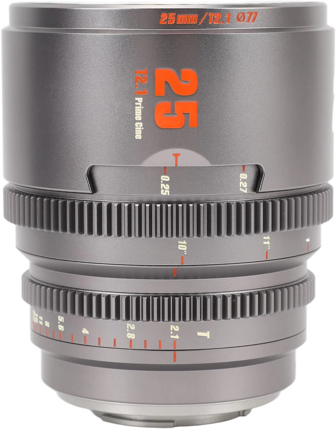لنز سینمایی عمومی 25mm T2.1 با فوکوس فوق العاده طولانی 260 درجه و دیافراگم باز برای عکاسی پرتره (رنگ خاکستری تیتانیومی)