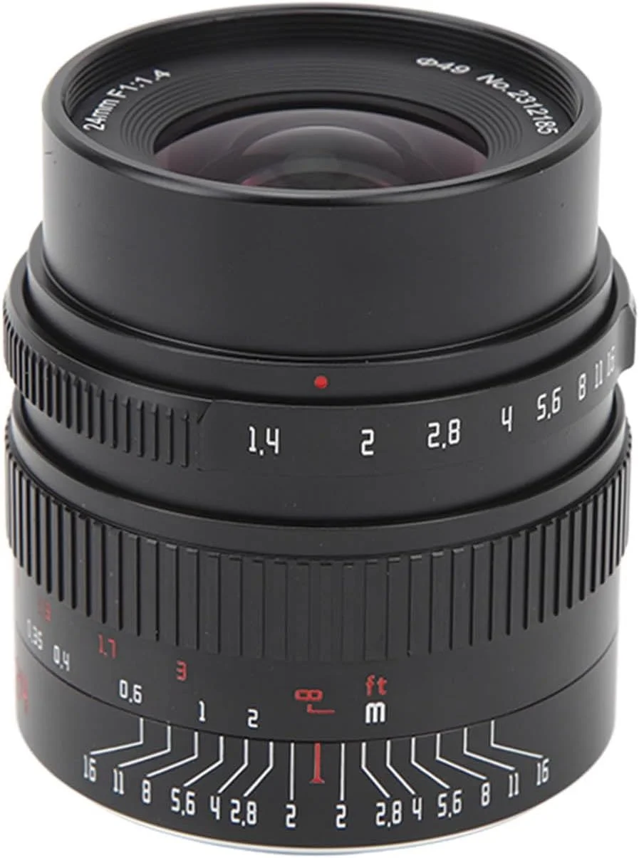 لنز 24mm F1.4 APS C، لنز فوکوس دستی 24mm F1.4 با بدنه فلزی مقاوم، مناسب برای عکاسی از موضوعات مختلف برای GH3 و E M5