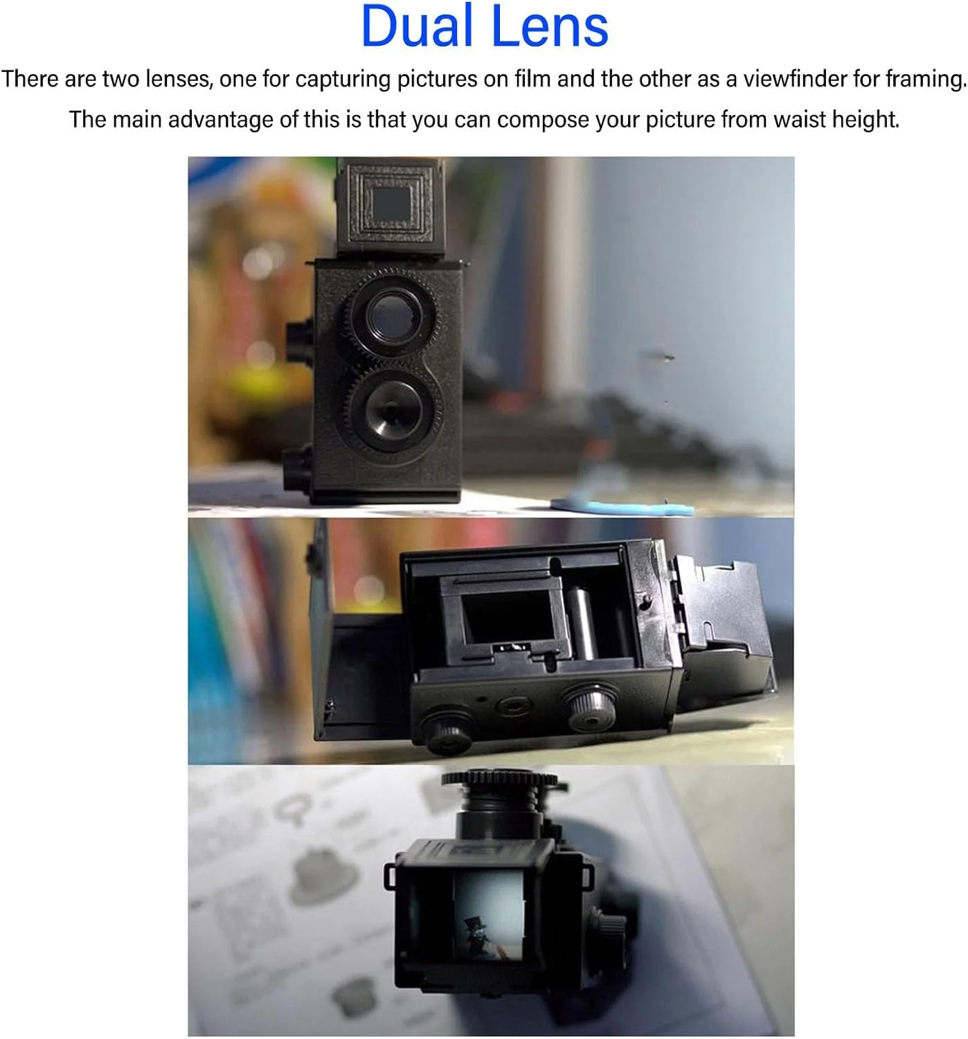 دوربین فیلمی کلاسیک رترو TLR مدل DIY، لنز دوقلو رفلکس، فیلم 35 میلی متری، طول کانونی لنز 47 میلی متر، برای فیلم 135 میلی متری