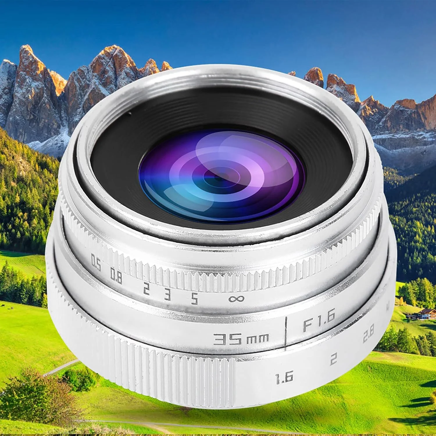 لنز دوربین 35 میلی‌متری F1.6 با دهانه C و دیافراگم بزرگ برای لنزهای فوکوس دستی NEX M4/3 FX (نقره‌ای)