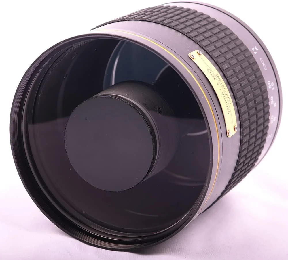 لنز آینه‌ای تله فوتو 500mm F6.3 با فوکوس ثابت دستی Lightdow به همراه حلقه آداپتور T2 برای دوربین‌های DSLR کانن، نیکون، پنتاکس و سونی (مانت E سفید)