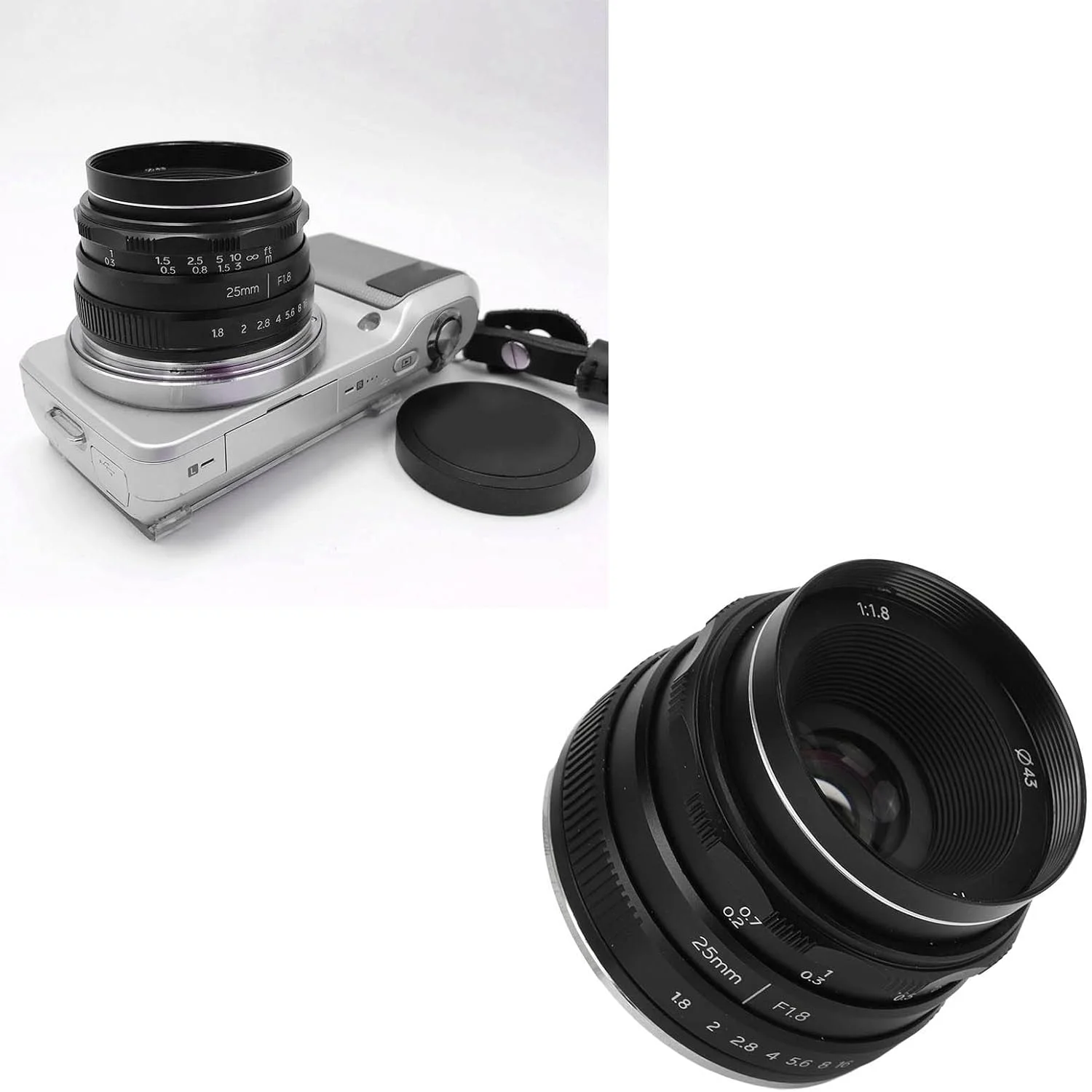 لنز دوربین 25mm F1.8 لنز جایگزین دوربین لنز با دیافراگم بزرگ با فوکوس دستی APS-C برای مانت EOS M برای دوربین M2 M3 M5